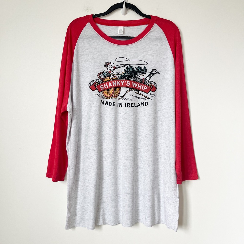 Shanky's Whip Baseball Raglan T-Shirt Mens 2XL Red Gray